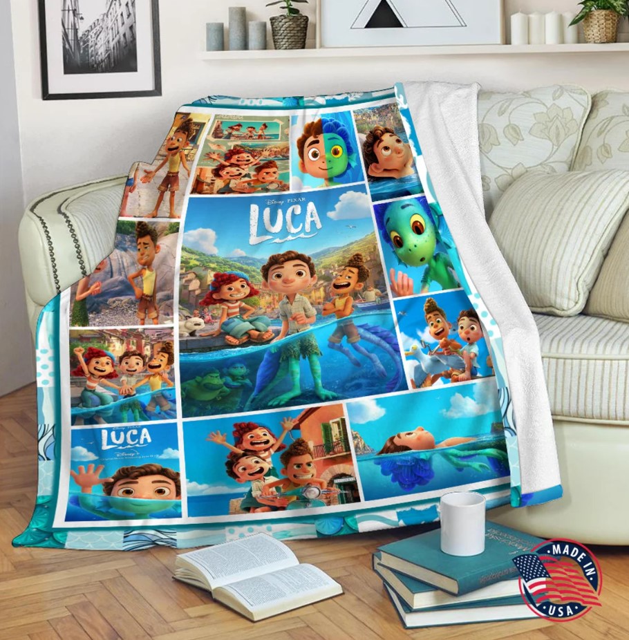 Personalized Disney Luca Quilt Blanket Disney Luca Blanket Luca Birthday Party Baby Name Blanket